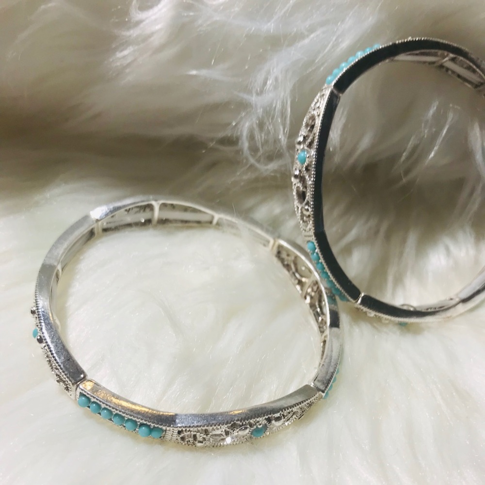 ❤️Silver & blue bracelet set❤️